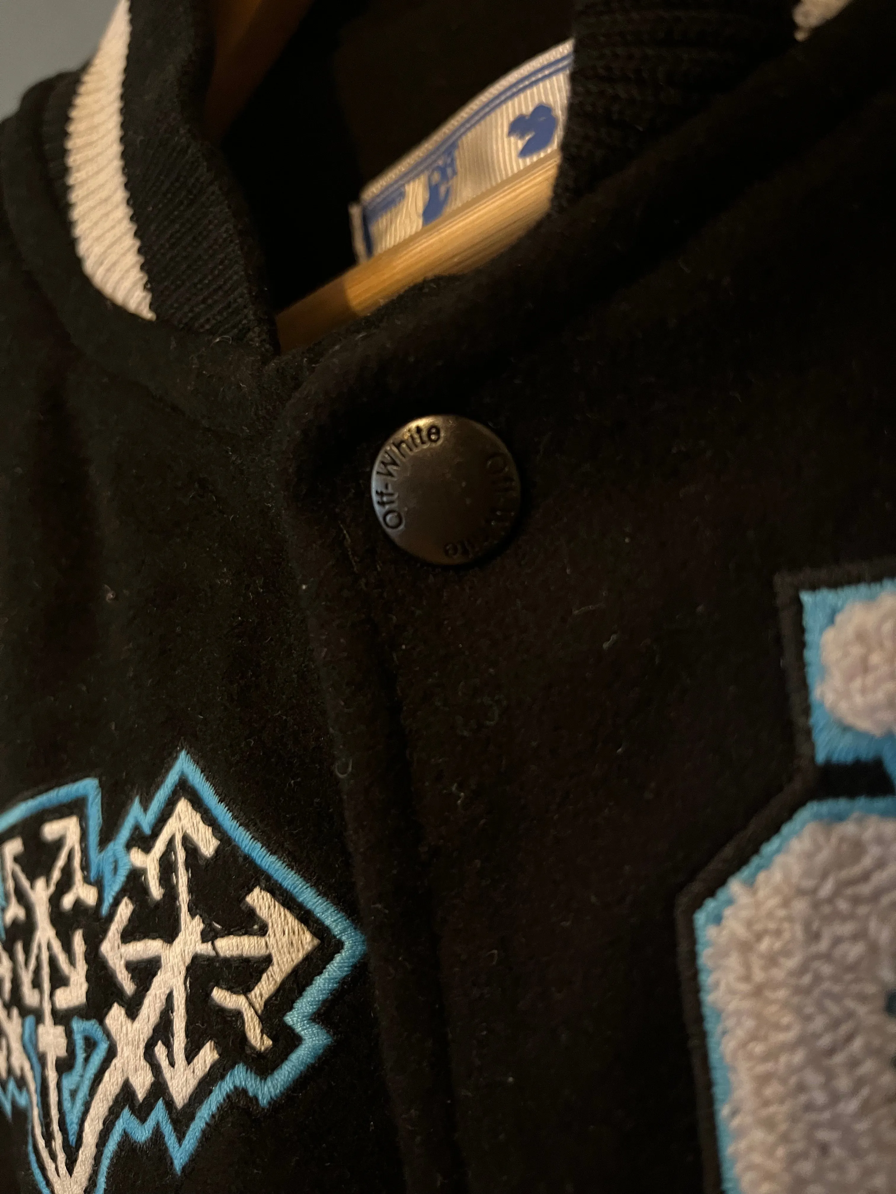 Off-White "Logo-Patch Varsity" Jacket styled in Black for Fall&Winter 2024