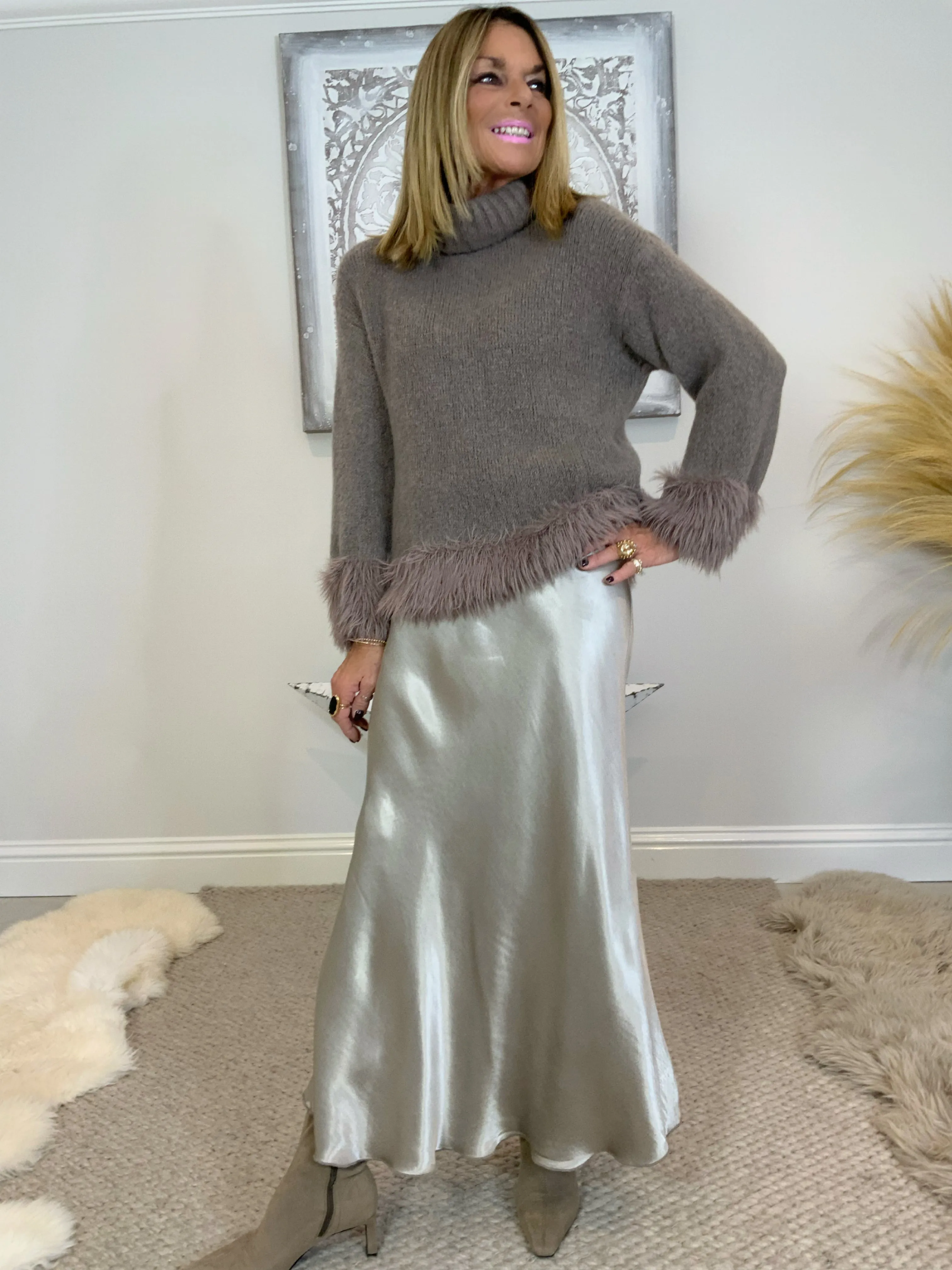 Olivia Satin Slip Skirt