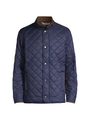 Peter Millar Mens Regular fit Quilted Coat Small Navy Blue Solid