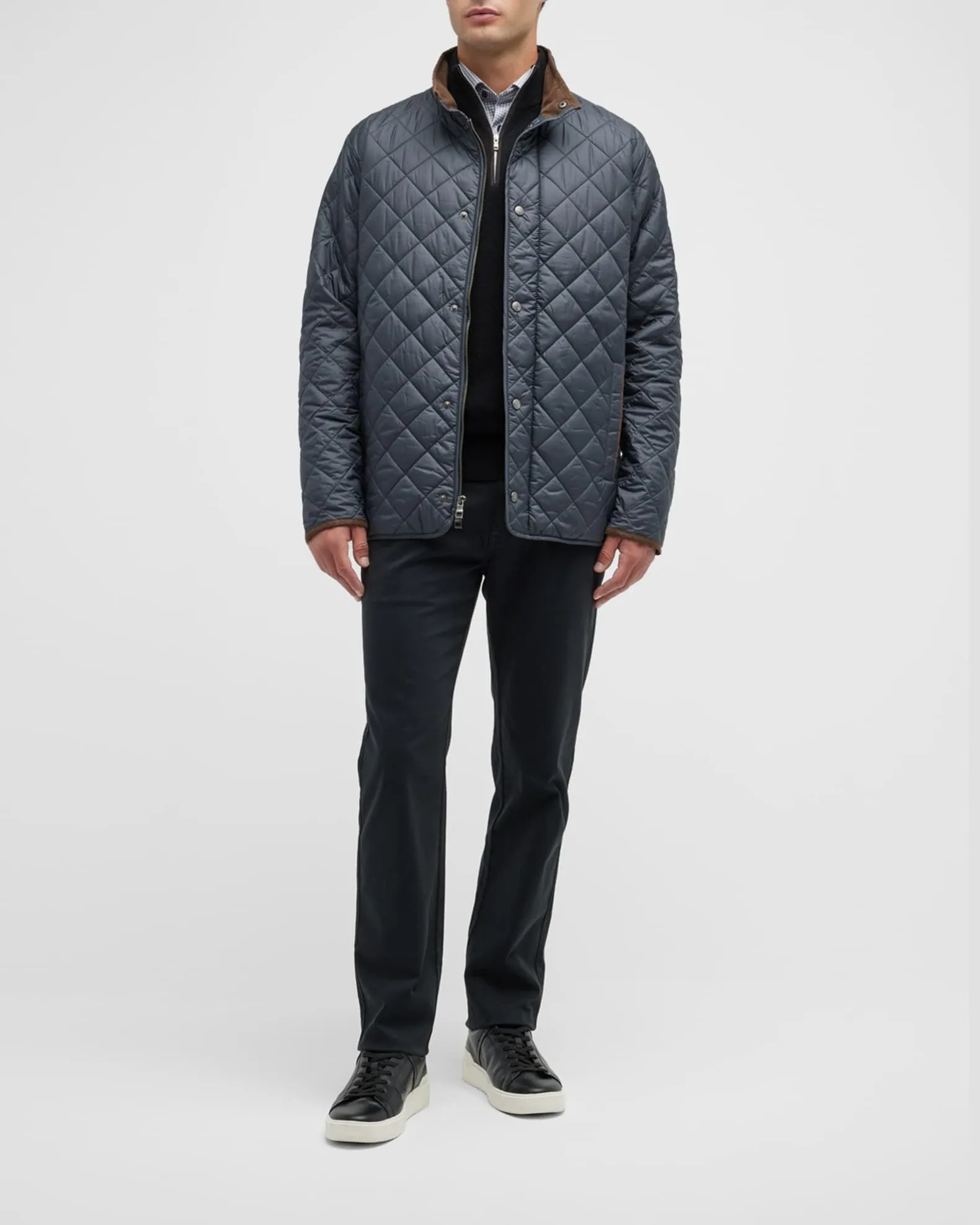 Peter Millar Mens Regular fit Quilted Coat Small Navy Blue Solid