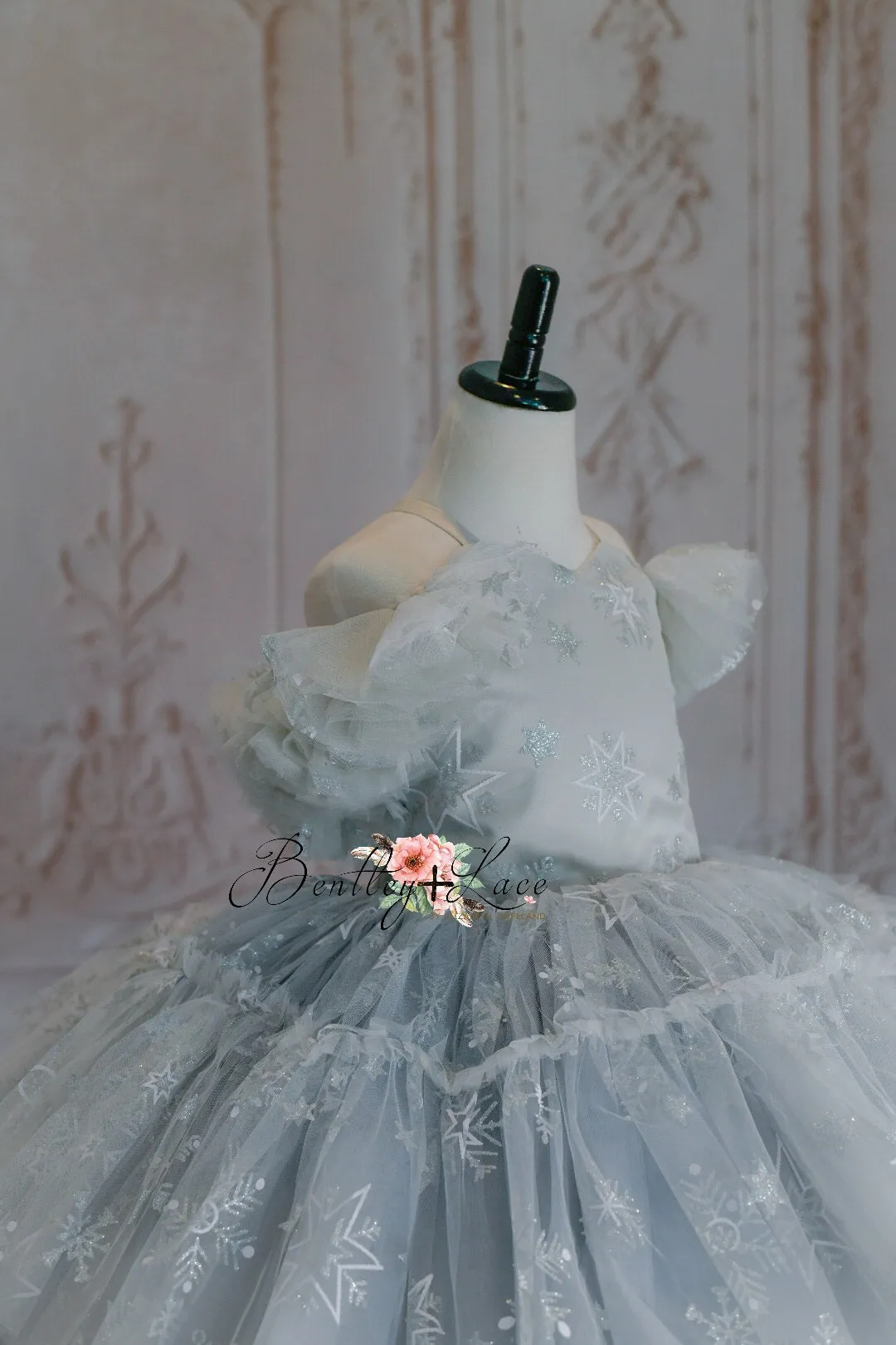 Snowflake Skies in Silver  -  Petal Dress  ( 7 Year - Petite 8 Year)