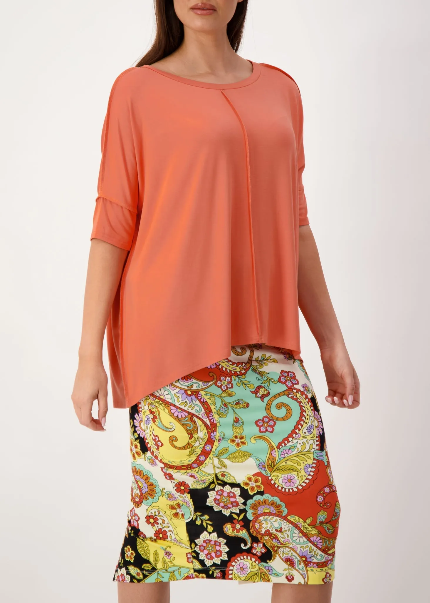 Stella Oversized Bamboo Slouch T-Shirt - Coral