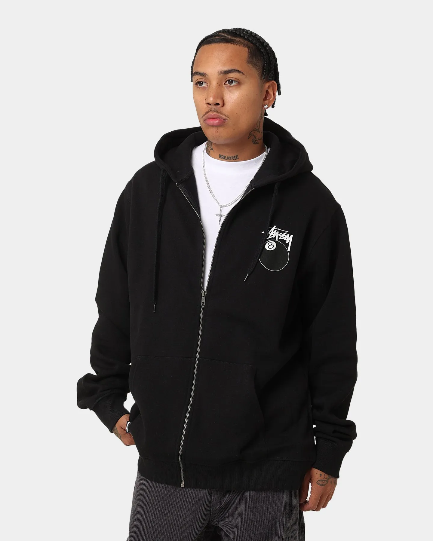Stussy Solid 8 Ball Zip Hoodie Black