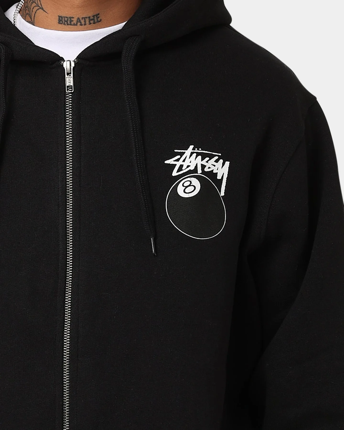 Stussy Solid 8 Ball Zip Hoodie Black