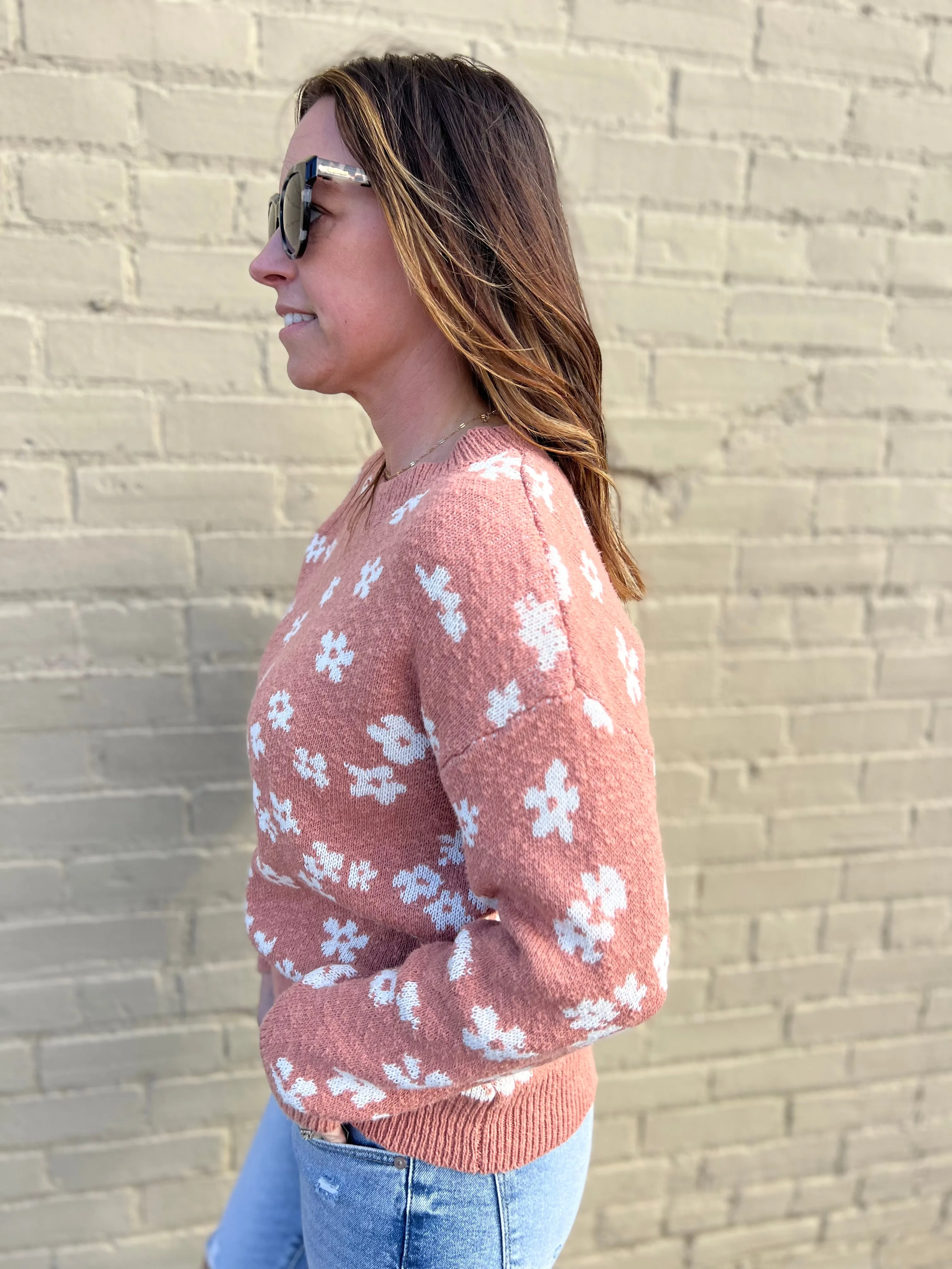 Textured Floral Sweater