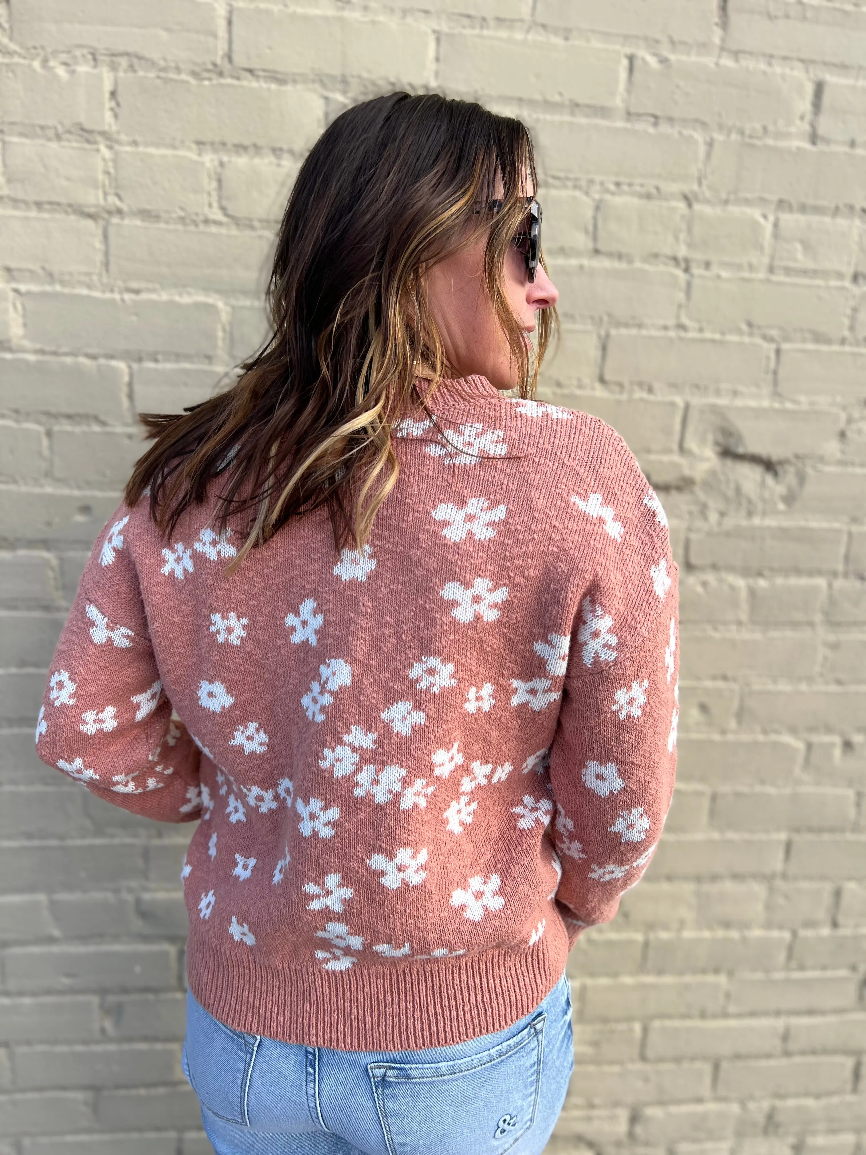 Textured Floral Sweater