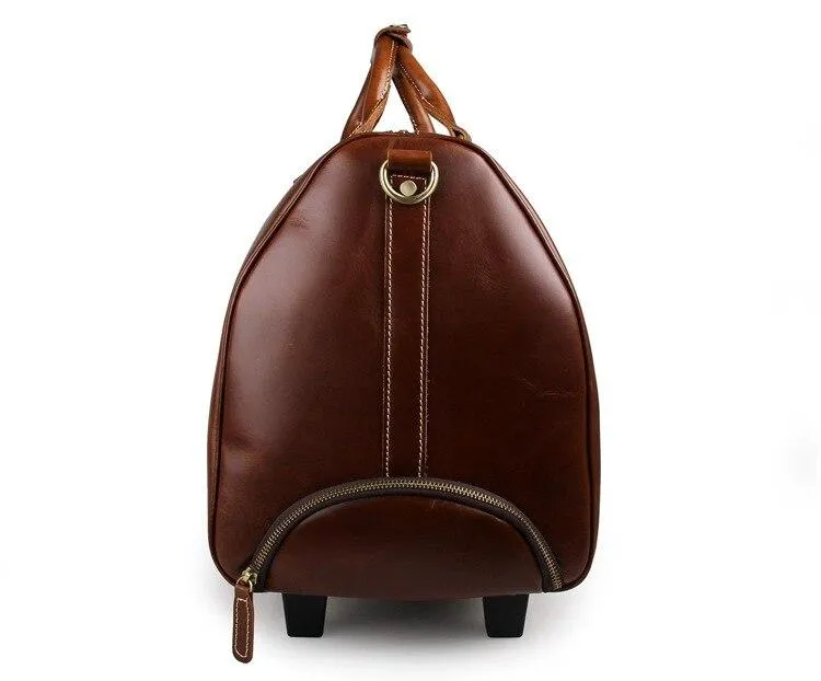 Theodore Full Grain Leather Trolley Duffel Luggage Bag
