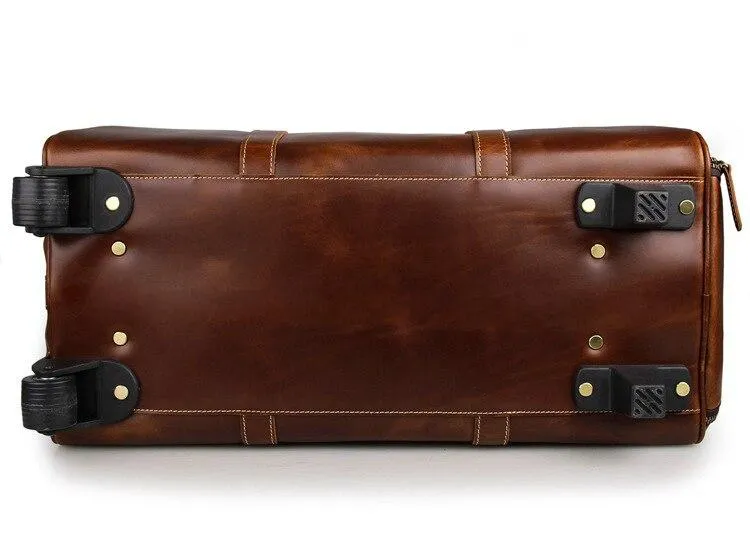 Theodore Full Grain Leather Trolley Duffel Luggage Bag