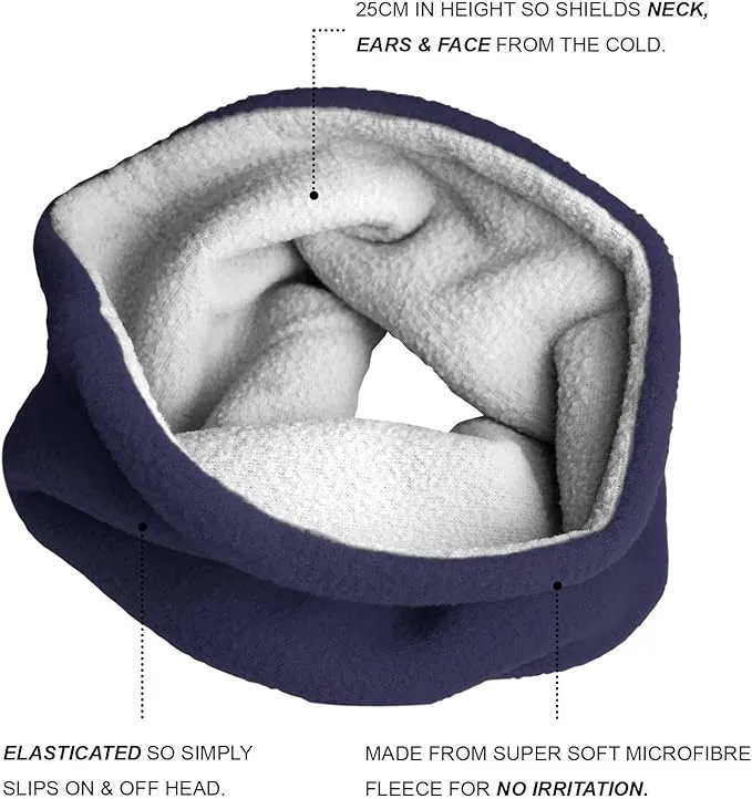TOSKATOK® Childrens Kids Boys Girls Warm Winter Reversible Soft Fleece Snood Neckwarmer Scarf