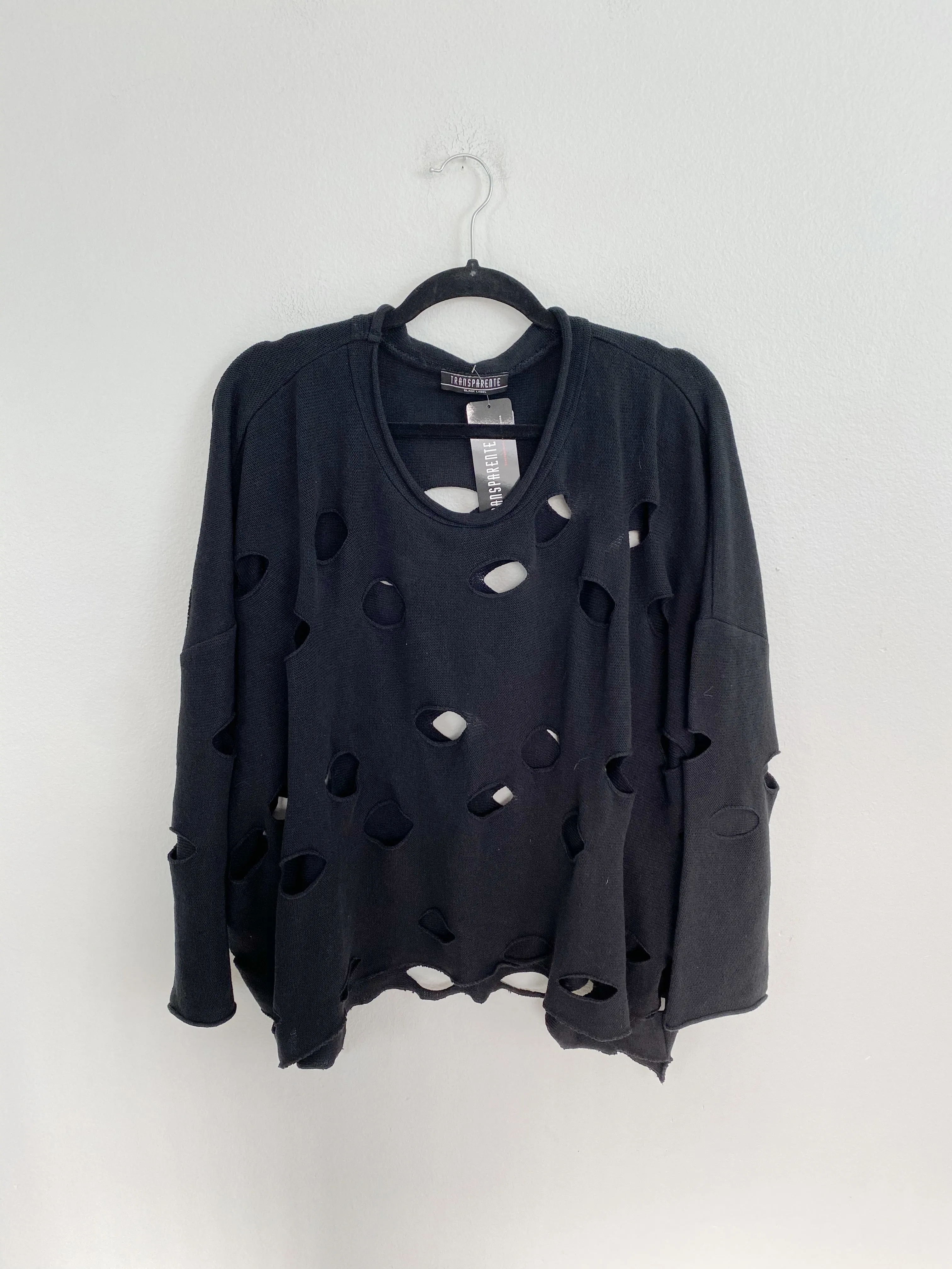 Transparente Black Label Distressed Sweater Oversized