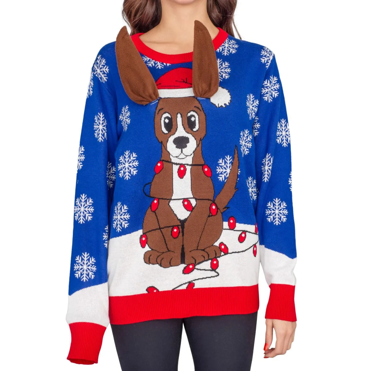 Ugly Christmas Sweater - Animated Puppy Ears for Holiday Fun