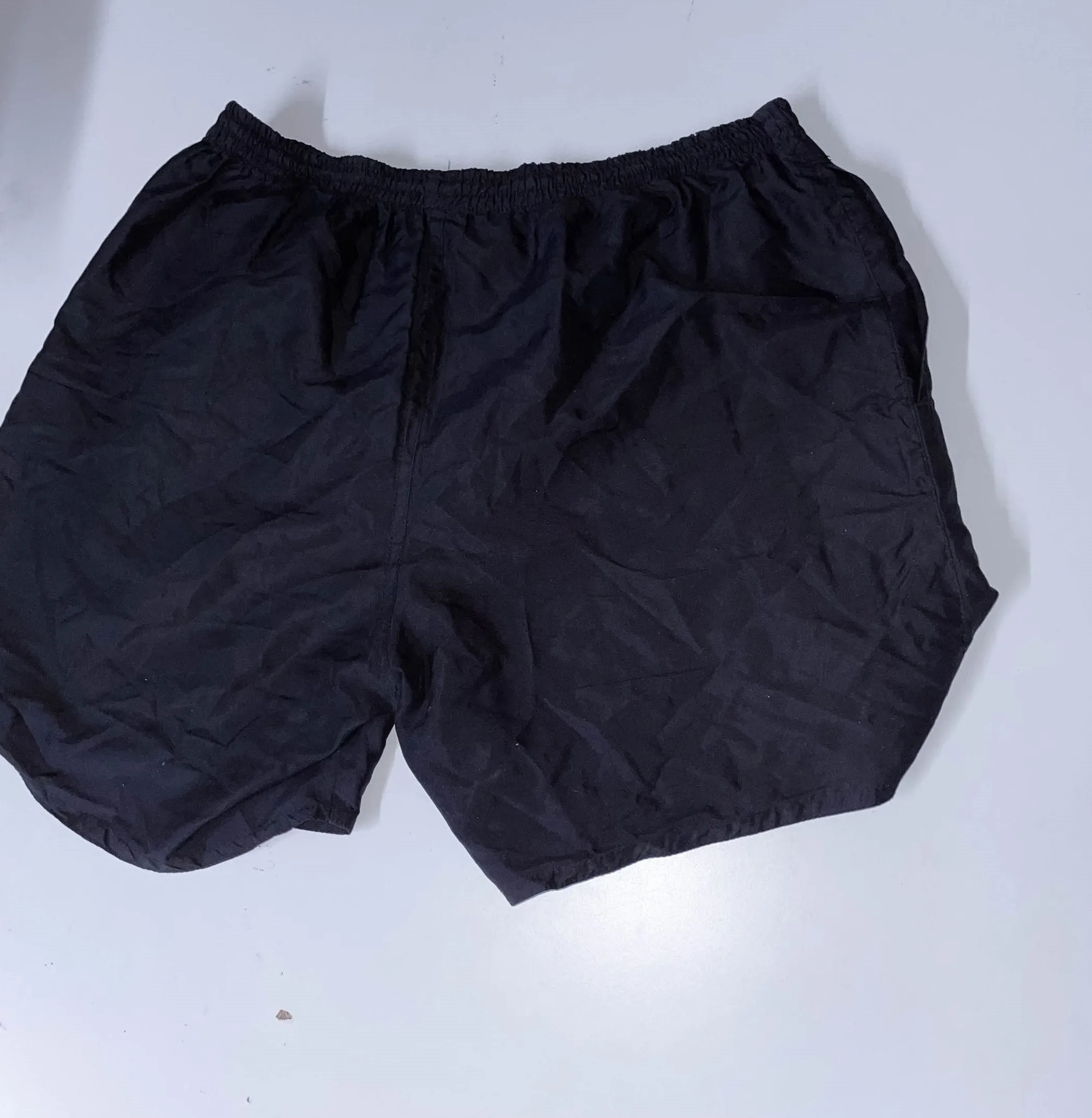 Vintage black large nylon metallic mens short