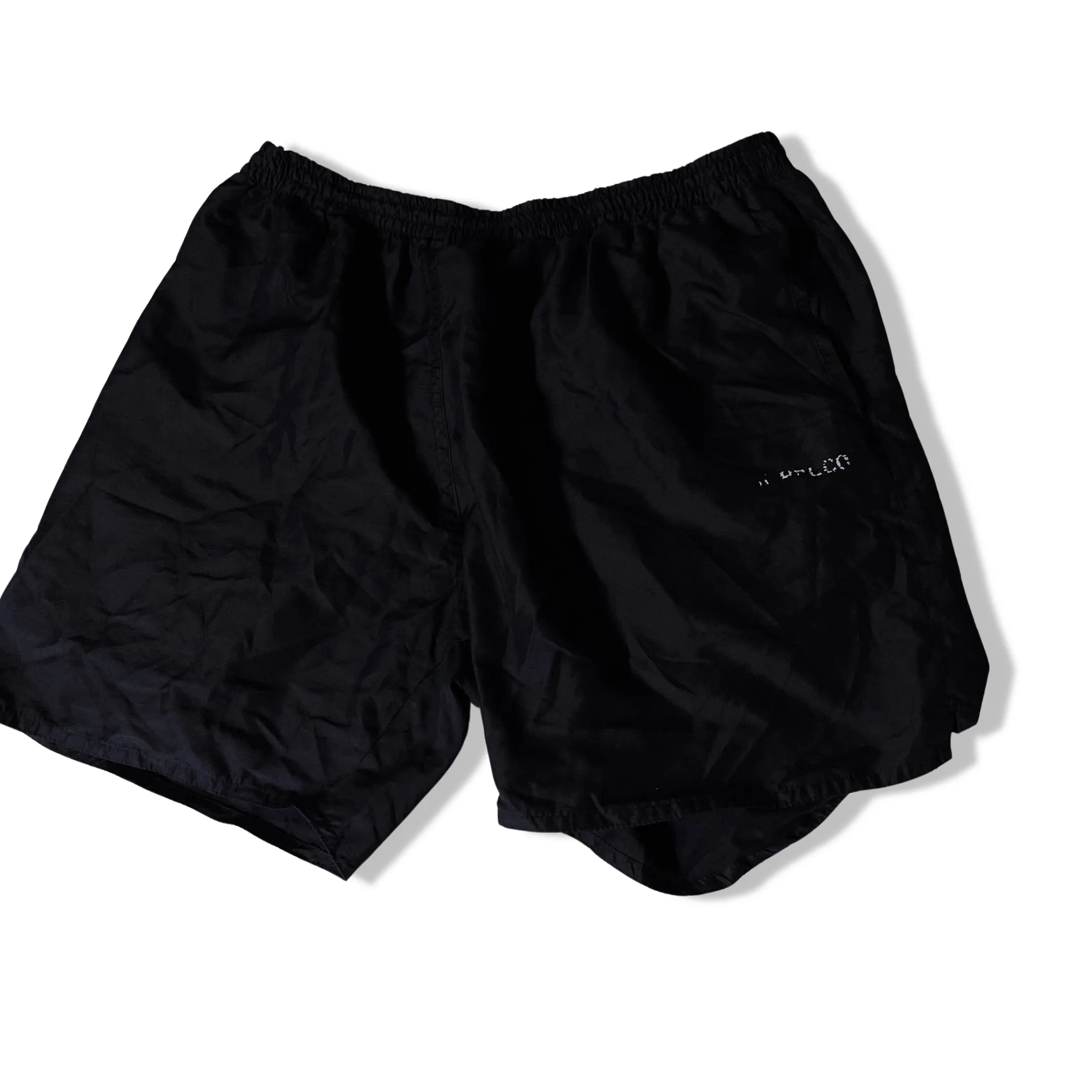 Vintage black large nylon metallic mens short