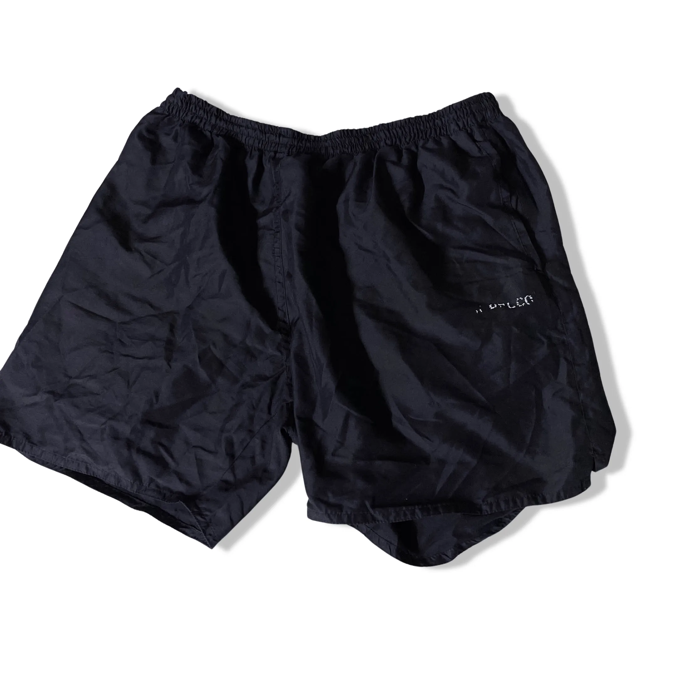 Vintage black large nylon metallic mens short