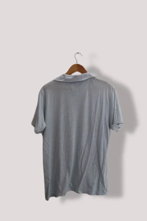 Vintage Dunnes store large geometric pattern mens slim fit polo shirt