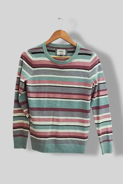 Vintage Maine ultrasoft knitwear multi stripe womens small sweatshirt