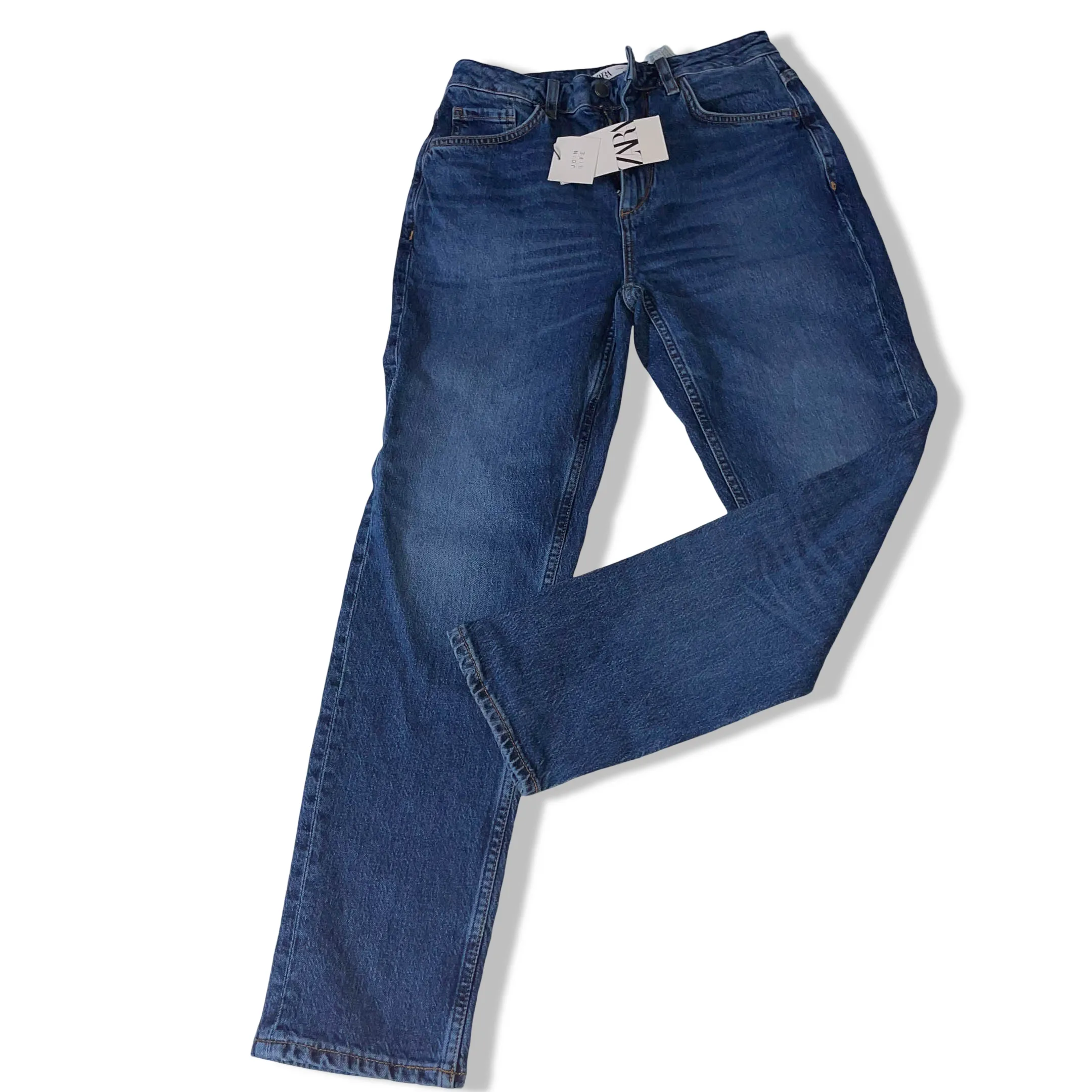 Vintage mens blue straight leg Zara jeans trouser size 36 with new tag| SKU 3704