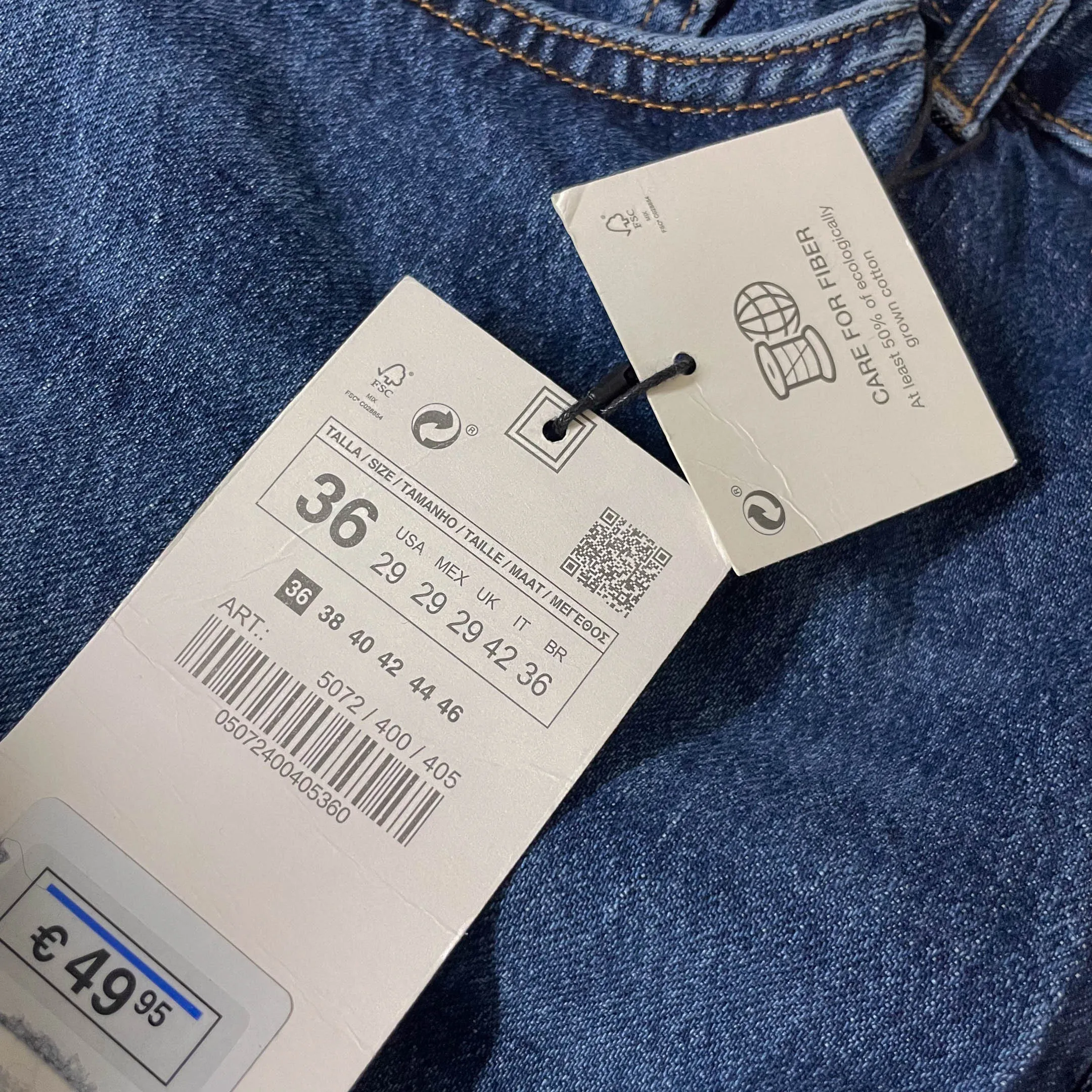 Vintage mens blue straight leg Zara jeans trouser size 36 with new tag| SKU 3704