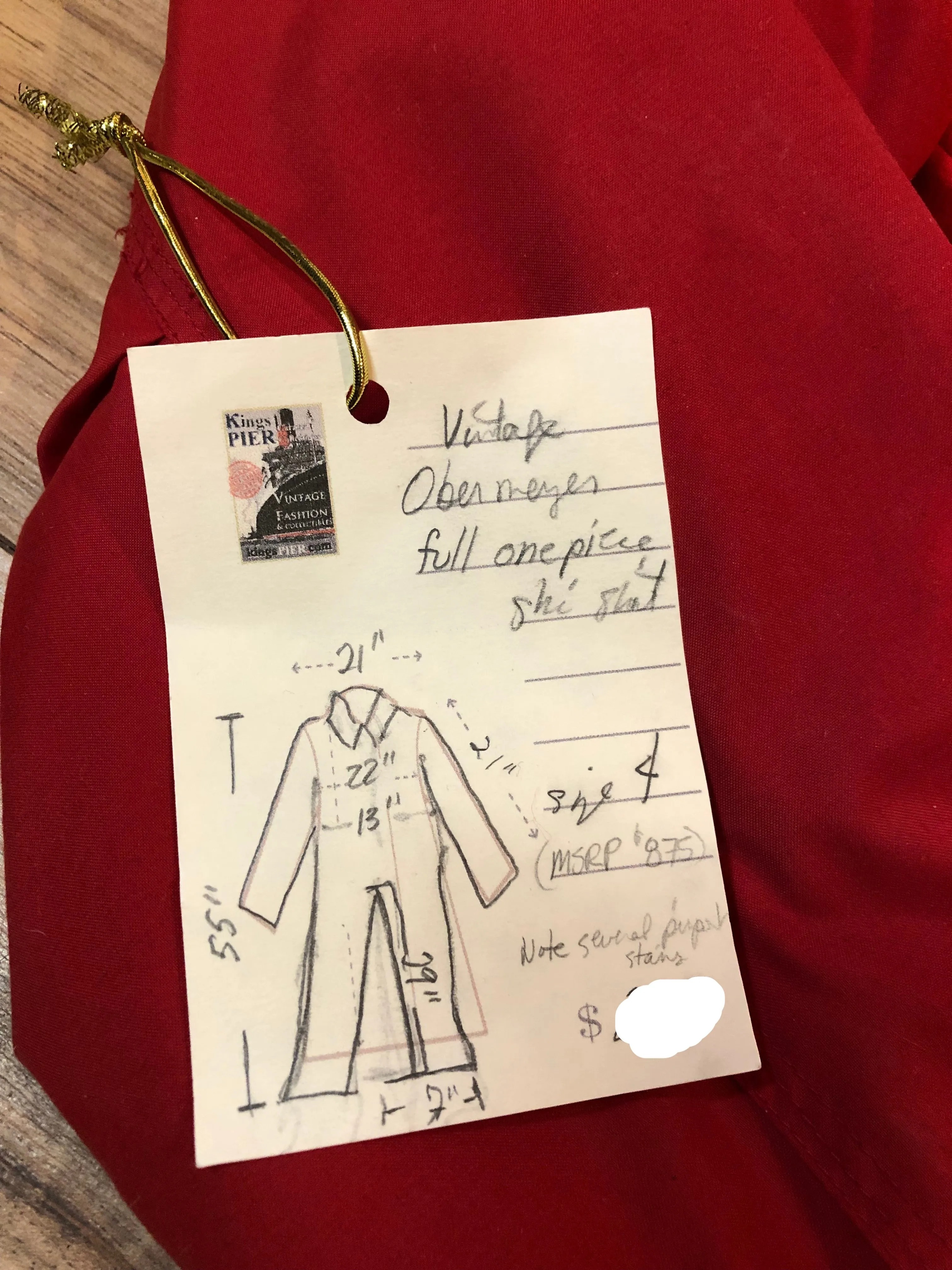 Vintage Obermeyer Red One Piece Ski Suit, Size 4