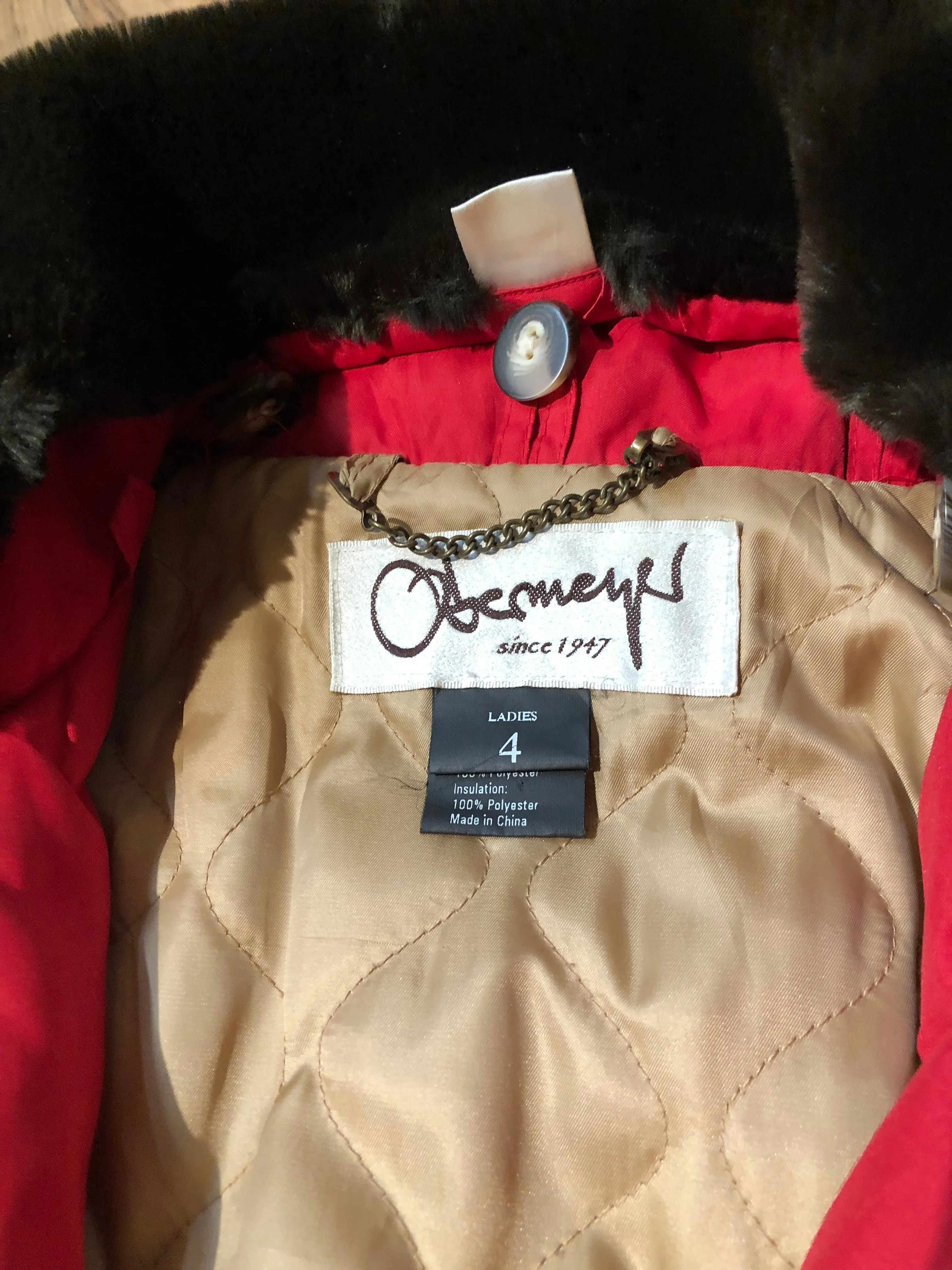 Vintage Obermeyer Red One Piece Ski Suit, Size 4
