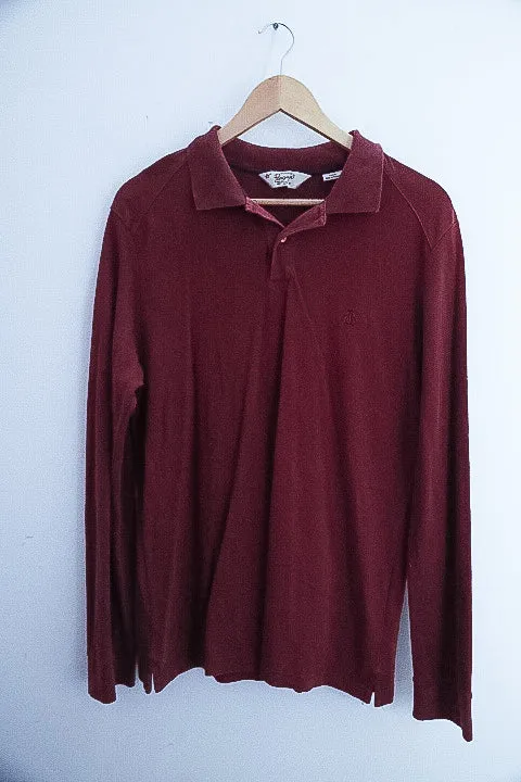Vintage Original Penguin brown large long sleeve regular fit polo shirt