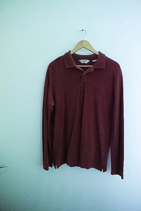 Vintage Original Penguin brown large long sleeve regular fit polo shirt