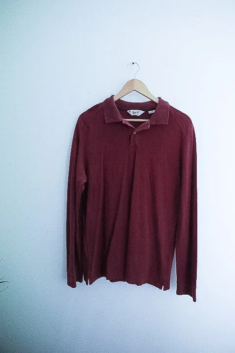 Vintage Original Penguin brown large long sleeve regular fit polo shirt