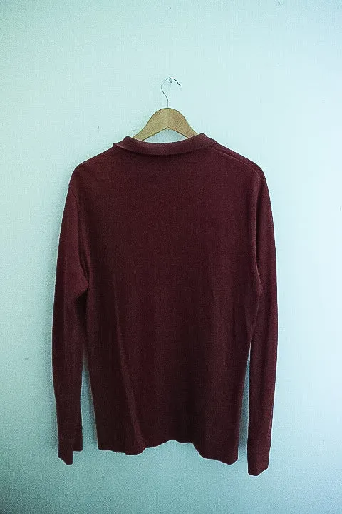 Vintage Original Penguin brown large long sleeve regular fit polo shirt
