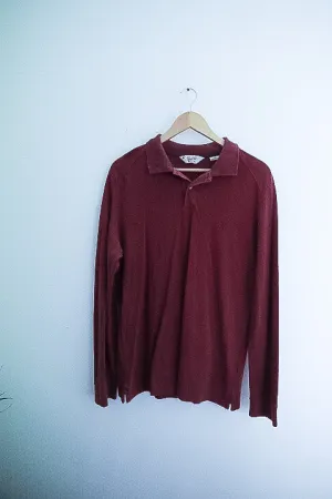 Vintage Original Penguin brown large long sleeve regular fit polo shirt