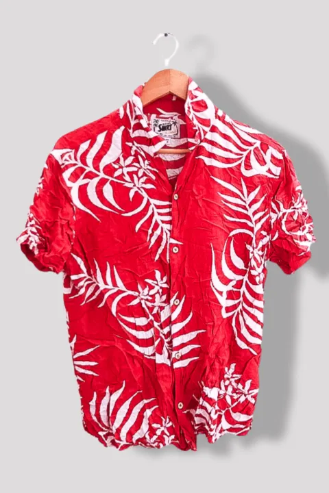 Vintage Red floral print medium hawaii shirt