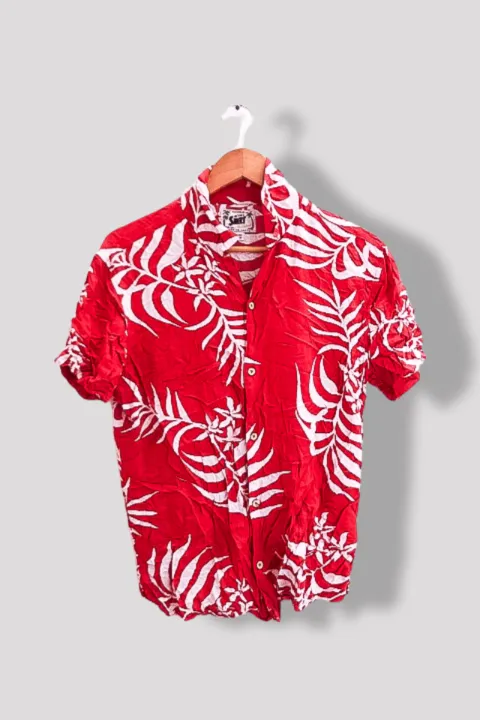 Vintage Red floral print medium hawaii shirt