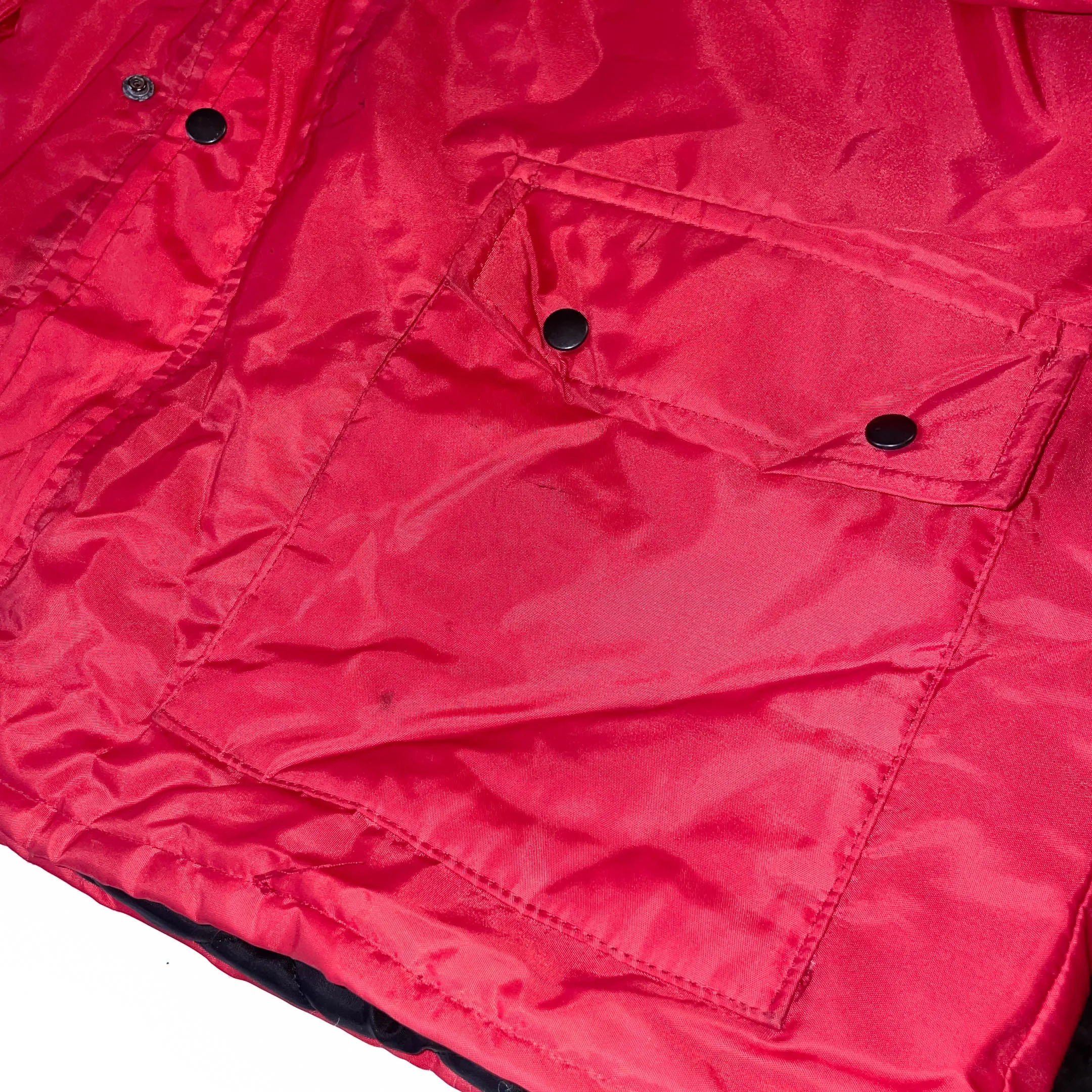 Vintage Red Insulated Padded Long Sleeve Winter Coat Jacket.