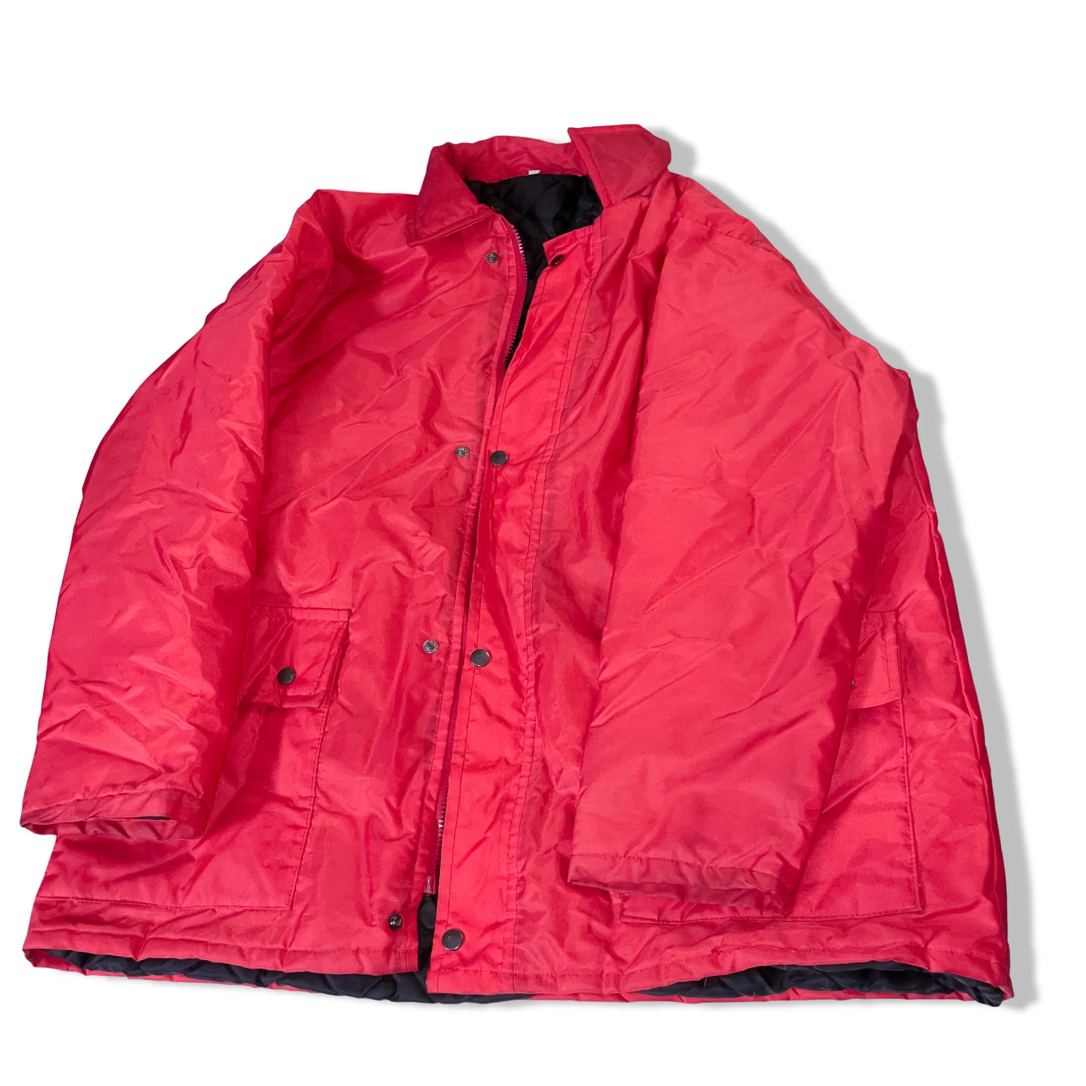 Vintage Red Insulated Padded Long Sleeve Winter Coat Jacket.