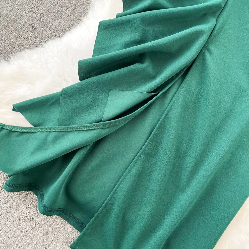 Vintage Ruffled Split Slip Dress