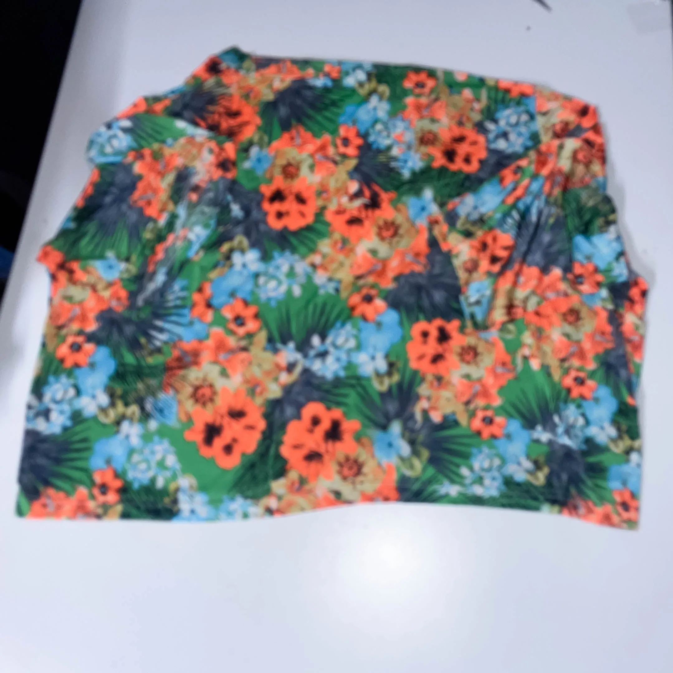 Vintage SHEIN SEXY Tropical floral Print Knot Hem Crop Blouse XXL