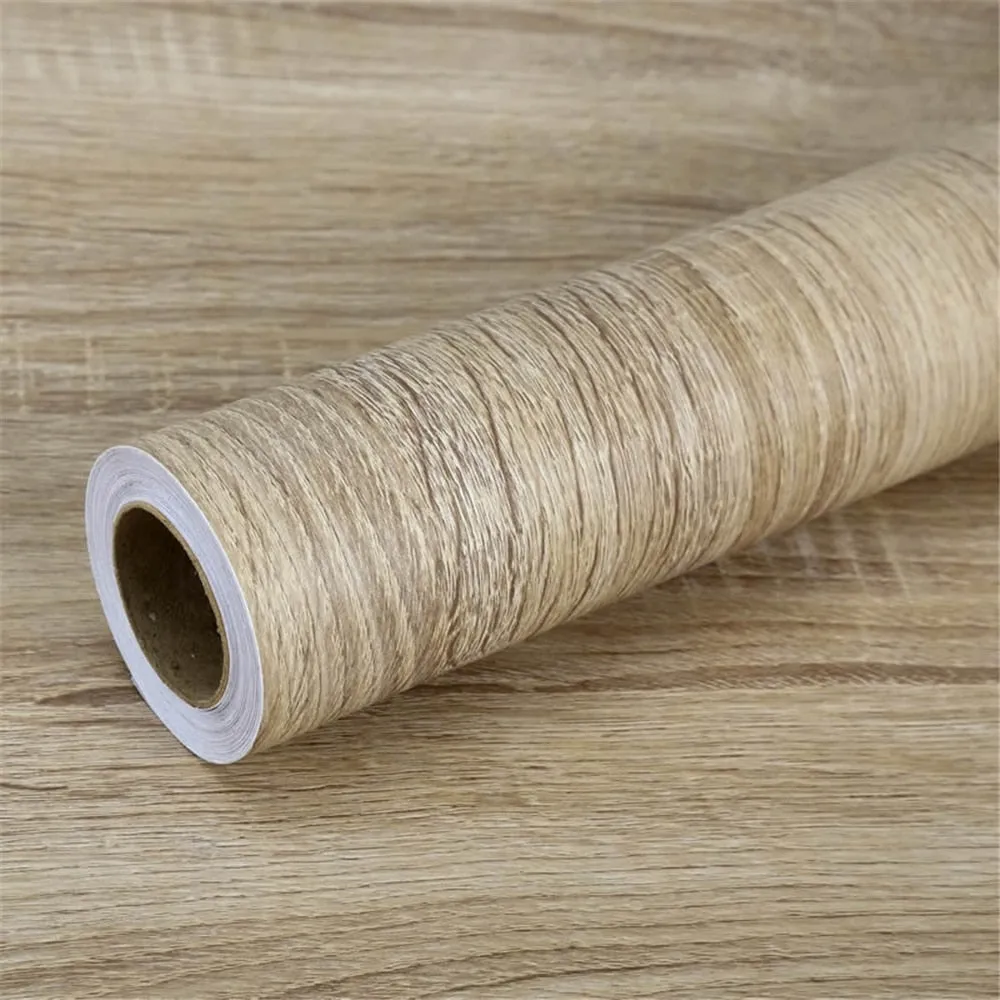 Vinyl Wood Grain Stickers Wardrobe Cabinet Table Furniture Renovation