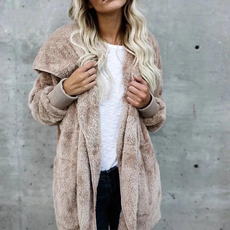Women's Spring/Winter Warm Faux Fur Hooded Coat