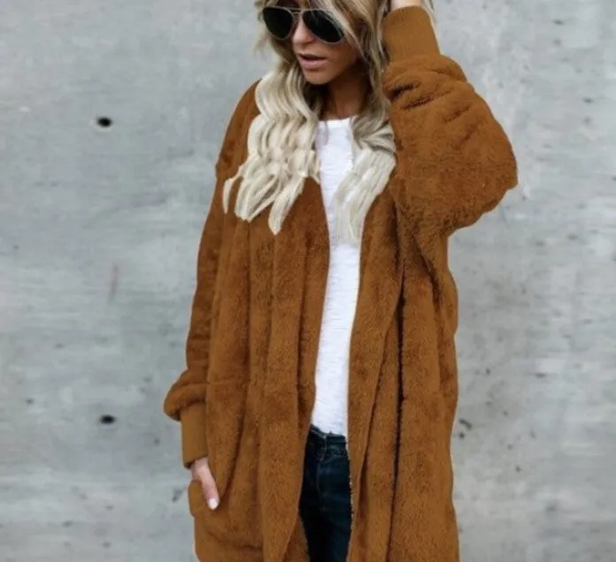 Women's Spring/Winter Warm Faux Fur Hooded Coat
