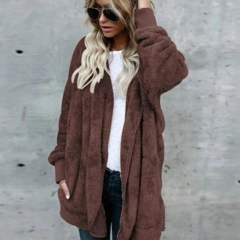 Women's Spring/Winter Warm Faux Fur Hooded Coat