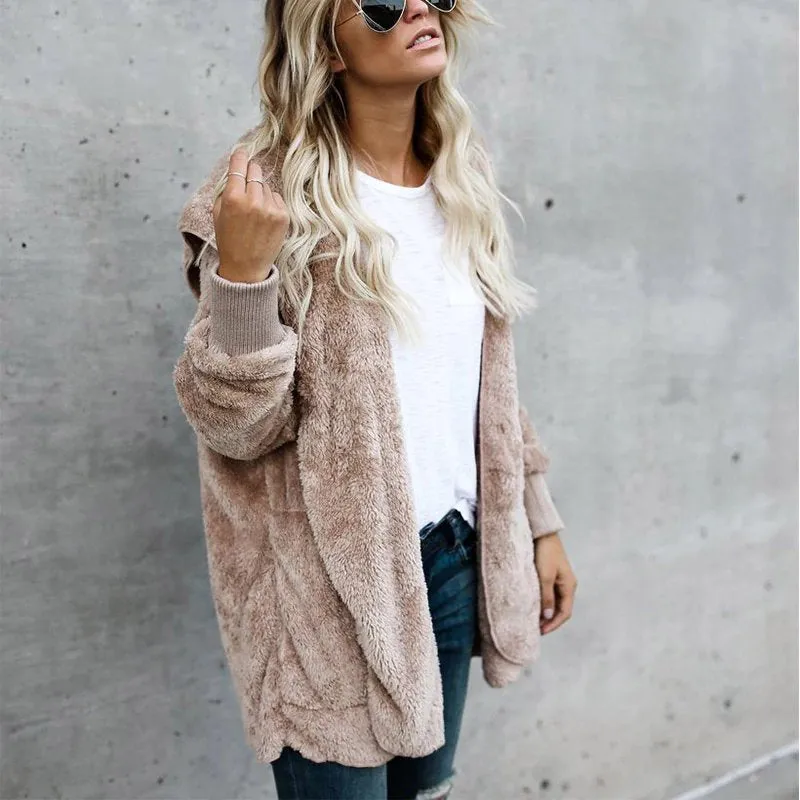 Women's Spring/Winter Warm Faux Fur Hooded Coat