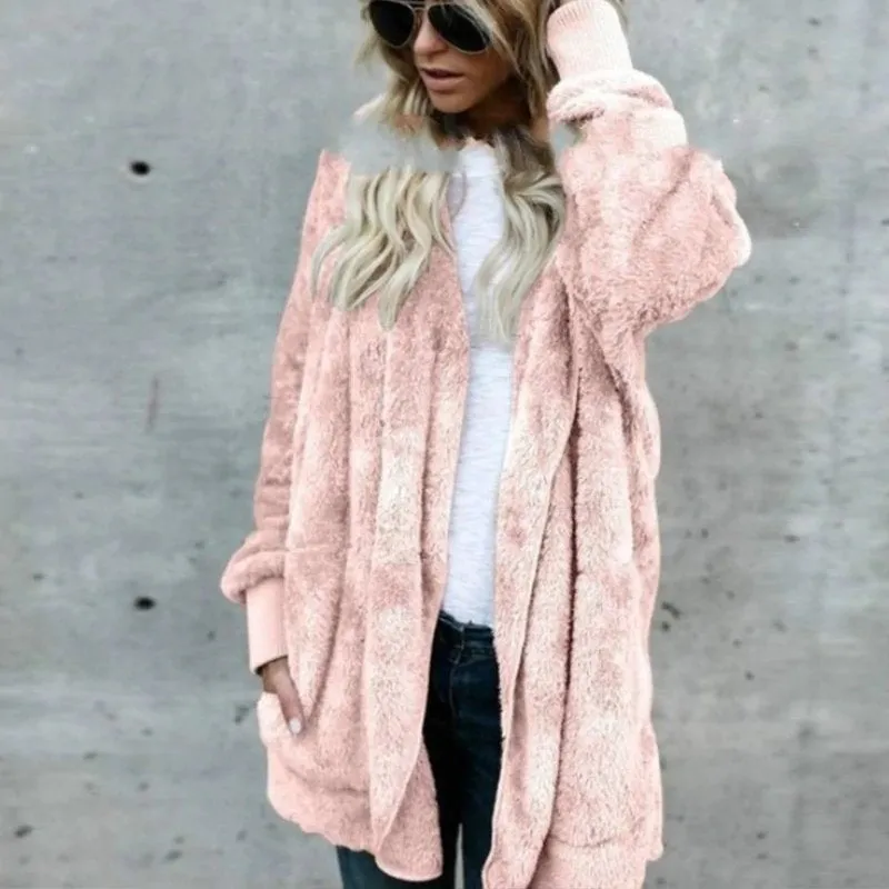 Women's Spring/Winter Warm Faux Fur Hooded Coat