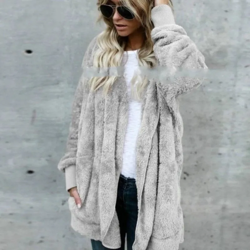 Women's Spring/Winter Warm Faux Fur Hooded Coat
