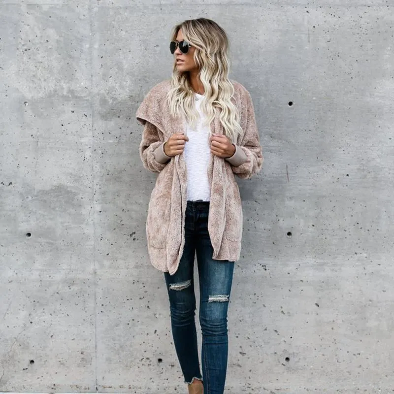 Women's Spring/Winter Warm Faux Fur Hooded Coat