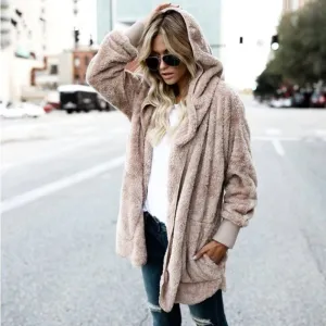 Women's Spring/Winter Warm Faux Fur Hooded Coat