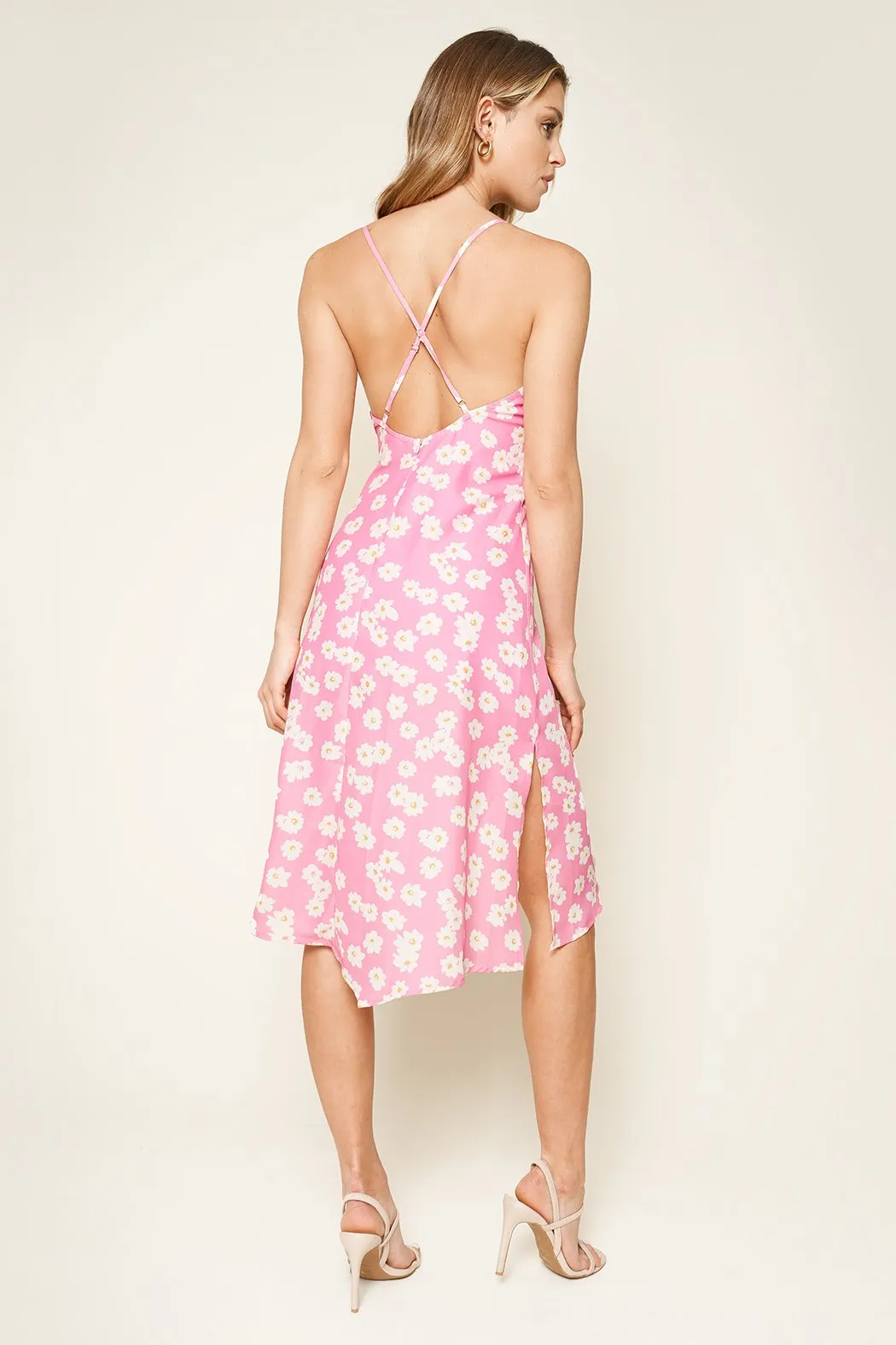 Yasmina Floral Print Cowl Neck Slip Dress
